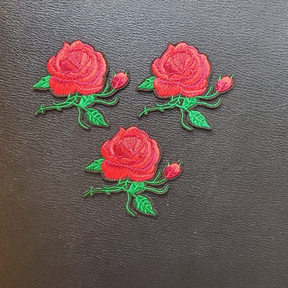 Red Rose Embroidered Patches